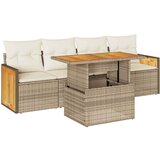 vidaXL 5-dijelni set vrtnih sofa s jastucima poliratan i bagrem bež | shoptok.hr
