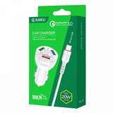 Kaku avtopolnilec KSC-493 3.0 qc s kablom 1m type c - bel | Shoptok.si
