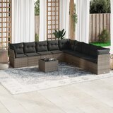 vidaXL 10-dijelni set vrtnih sofa od poliratana s jastucima sivi | shoptok.hr