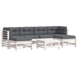 Maison Chic Seti vrtnega pohištva - Vrtna garnitura - Vrtni pohištvo set 7-delna z blazinami bela trdna borovina, (21803844) | Shoptok.si