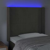 vidaXL LED posteljno vzglavje temno sivo 83x16x118/128 cm žamet | Shoptok.si