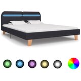 Maison Chic Posteljni okvir - Dvoposteljna postelja - Zakonska postelja z LED osvetlitvijo temno sivo blago 180x200 cm, (21696560) | Shoptok.si