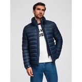 Ombre Men's lightweight jacket of combined materials with hood and decorative quilting - black Cene