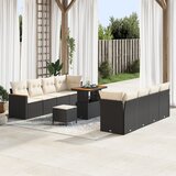 vidaXL 11-delni vrtni sofa set s blazinami črnega poli ratana | Shoptok.si