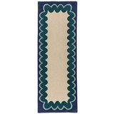 Flair Rugs Ručno rađena vunena staza u prirodnoj boji/plavozelena 80x230 cm Wiggle Wool – Cijene