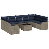 vidaXL Vrtna sedežna garnitura z blazino 10 pcs Siva Poly ratan, (5000063267) | Shoptok.si