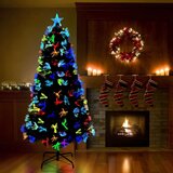  Umjetno božićno drvce s 210 LED svjetlima Zelena 180 cm PVC | shoptok.hr