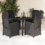  5-dijelni vrtni blagovaonski set s jastucima od poliratana crni Crna 90 cm table length | shoptok.hr