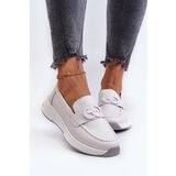 S. BARSKI Light Grey Women's Platform Leather Moccasins S.Barski LR490 | shoptok.hr