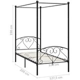  Okvir za krevet s nadstrešnicom crni metalni 120 x 200 cm | Eponuda.com