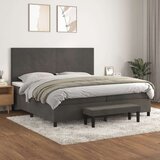  Krevet s oprugama i madracem tamnosivi 200x200 cm baršunasti | shoptok.hr