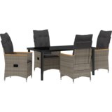 vidaXL 5-dijelni vrtni set za obedovanje s jastučićima u sivoj poli ratan | shoptok.hr
