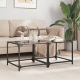  Stolići za kavu s crnim staklenim vrhom 2 kom 50x50x40 cm čelik | Shoptok.si