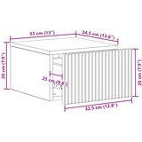  Noćni ormarić za montažu na zid Staro drvo 33 x 34,5 x 20 cm | shoptok.hr