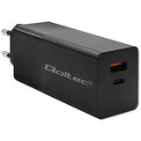 Qoltec 52382 GaN POWER PRO charger | 1xUSB type C | 1xUSB A | 100W | 5-20V | 1.5-5A | PD | Black | shoptok.hr
