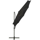  Konzolni suncobran sa stupom i LED svjetlima 300 cm crni | shoptok.hr
