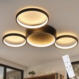 Nettlife Črna LED stropna svetilka, zatemnljiva z daljinskim upravljalnikom, moderna oblika, 4 obroči, 52 W, aluminijasta notranjost, (22110676) | Shoptok.si