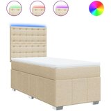 vidaXL Box spring postelja z vzmetnico krem 90x190 cm blago, (21321228) | Shoptok.si