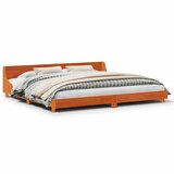 Maison Chic Posteljni okvir - Dvoposteljna postelja - Zakonska postelja brez vzmetnice vošč. rjava 200x200 cm borovina-J4637, (21772838) | Shoptok.si