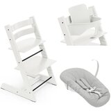 Stokke stol za hranjenje Tripp Trapp set 3v1 white/grey 685900- lezalka | Shoptok.si