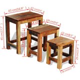  3-dijelni set uklapajućih stolića starinski obnovljeno drvo | shoptok.hr
