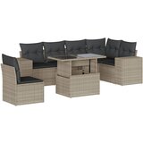 Maison Chic Seti vrtnega pohištva - Vrtna garnitura - Vrtni pohištvo set 7-delna z blazinami siv poli ratan, (21802652) | Shoptok.si