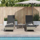  Ležaljka na suncu Set od 3 Svijetlosiva i tamnosiva PE ratan metal | shoptok.hr