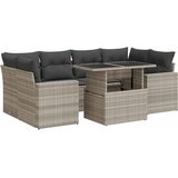 Maison Chic Seti vrtnega pohištva - Vrtna garnitura - Vrtni pohištvo set 7-delna z blazinami siv poli ratan, (21801231) | Shoptok.si
