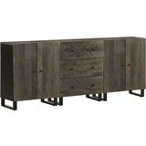 vidaXL 3 kosi kredence črna 60x33x75 cm masivni les Mango Cene