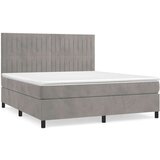  Box spring postelja z vzmetnico svetlo siva 160x200 cm žamet, (20846802) | Shoptok.si