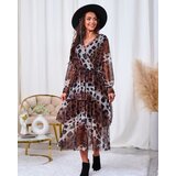 Resti Black and brown mesh midi dress with print | Eponuda.ba