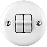  Elhard - Keramički retro dupli prekidač za stepenice sa polugom br. 6+6 beli | Eponuda.com