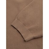 Ombre Men's cotton structured knit polo shirt - light brown | Eponuda.ba