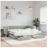 vidaXL Dnevni krevet na razvlačenje svjetlosivi 90 x 190 cm baršunasti | shoptok.hr