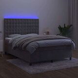  Box spring postelja z vzmetnico LED svetlo siva 140x200cm žamet, (20790977) | Shoptok.si