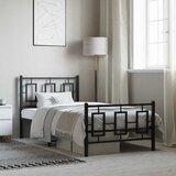  Metalni okvir kreveta uzglavlje i podnožje crni 90 x 200 cm | shoptok.hr
