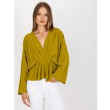 Fashion Hunters One size olive blouse with a V-neck Cene
