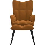  Stol za sproščanje s stolčkom rjav žamet, (20821712) | Shoptok.si