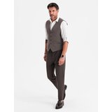 Ombre Men's elegant SLIM FIT herringbone vest - graphite | ePonuda.com
