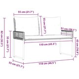  Zunanja klop z blazino Črna in krem bela 118 x 55 x 82 cm, (5000272894) | Shoptok.si