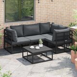  Sjedeća garnitura za vrt s jastukom 4 pcs Crna Aluminij | shoptok.hr