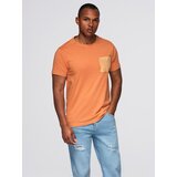 Ombre Men's cotton t-shirt with printed pocket - orange | Shoptok.si