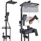 MYQualife Digitalni prikaz tuš pipa, termostatska kontrola, nastavljiva višina 80-120 cm, črna vroča hladna, (5000159260) | Shoptok.si