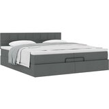 vidaXL Otomanski posteljni okvir z vzmetnico temno siv 200x200 cm | Shoptok.si