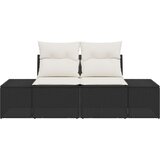 vidaXL 2-sedežni vrtni kavč s shranjevanjem in blazinami črn poly rattan | Shoptok.si