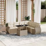 Maison Chic Seti vrtnega pohištva - Vrtna garnitura - Vrtni pohištvo set 7-delna z blazinami bež poli ratan, (21801214) | Shoptok.si