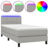 The Living Store Box spring postelja z vzmetnico LED svetlo siva 90x200 cm blago - Box Spring Postelja, (21520711) | Shoptok.si