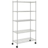 vidaXL 5-nadstropni regal s kolesi 75x35x155 cm krom 250 kg | Shoptok.si