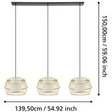 Eglo 390234 - visilica na sajli monterroso 3xE27/40W/230V bambus Slike