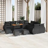  Sjedeća garnitura za vrt s jastukom s pohranom 14 pcs Crna | shoptok.hr